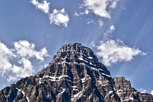 The top of a mountain peak